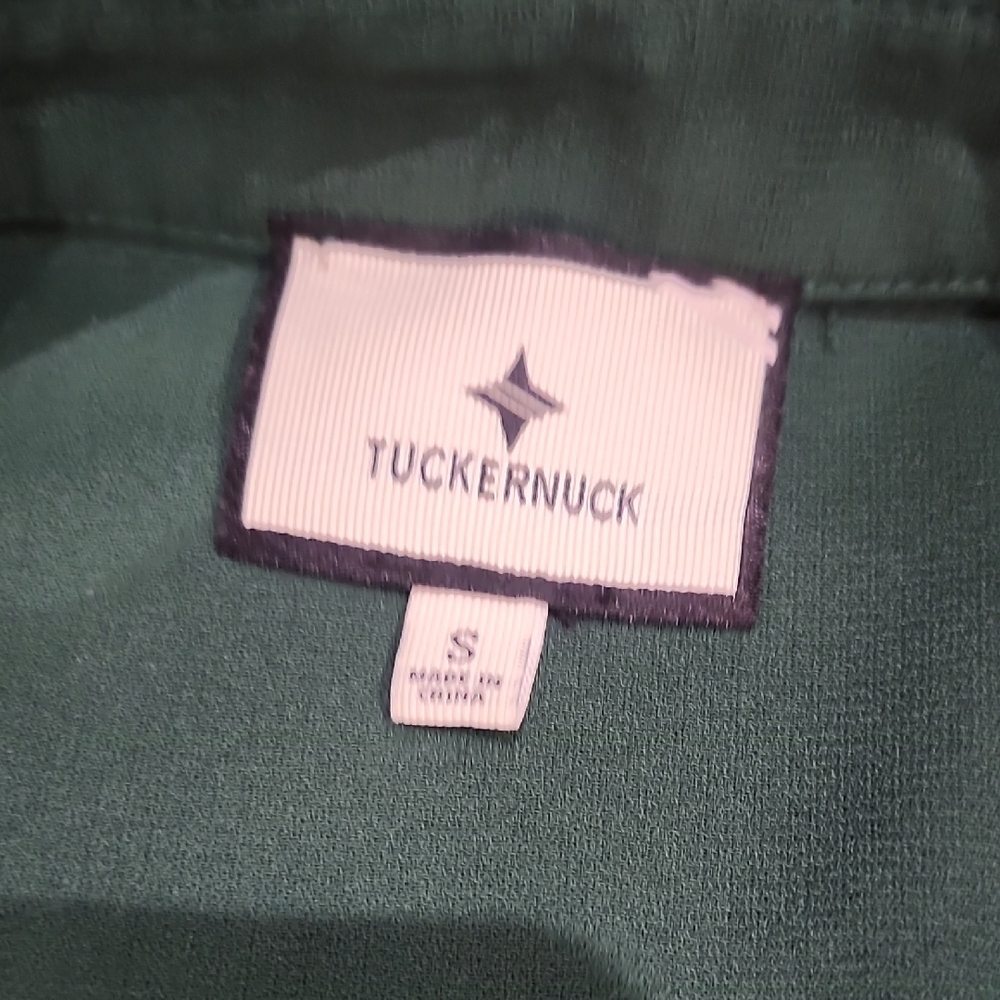 Tuckernuck Hunter Green Preppy Crepe Callahan Shirt Mini Dress Quiet Lux Ruffle - Picture 2 of 12